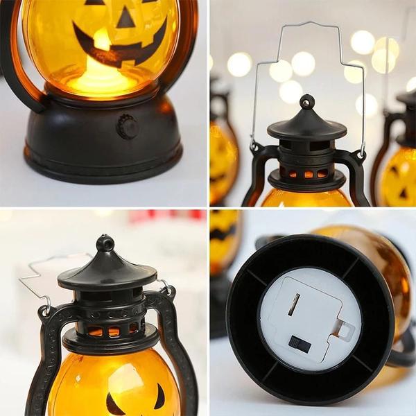 Imagem de Lanterna de Abóbora LED Vintage de Halloween - Portátil para Casa, Acampamento e Jardim