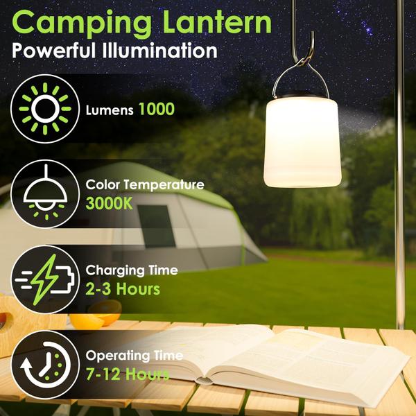 Imagem de Lanterna de acampamento LED BOBKID recarregável 1000LM resistente à água