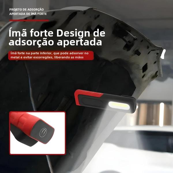 Imagem de Lanterna de Acampamento Portátil USB Recarregável - LED COB Magnética com Luz de Trabalho