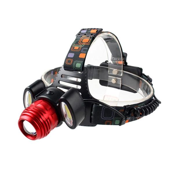 Imagem de Lanterna de Cabeça 3 LEDs Profissional Recarregável Headlight Com Zoom Ajustável