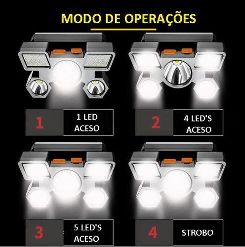 Imagem de Lanterna De Cabeça 5 Led's Recarregável Longo Alcance C/nf-e