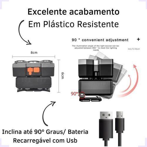 Imagem de Lanterna De Cabeça 5 Led Usb Recarregável Super Forte Farol