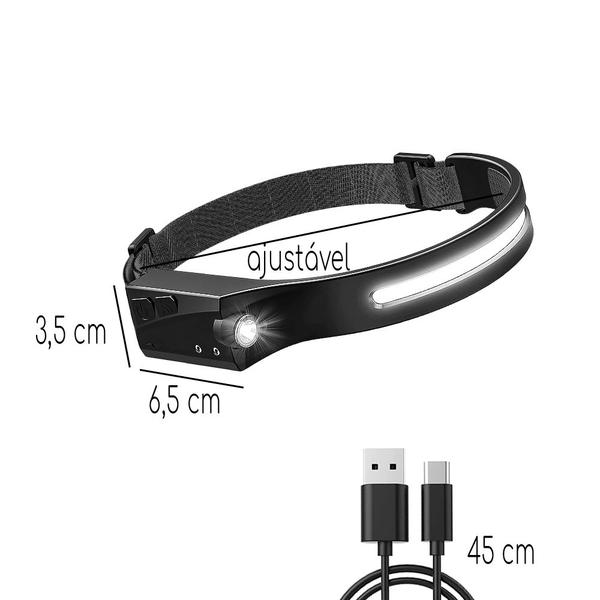 Imagem de Lanterna De Cabeça Recarregavel Led Mini Com Sensor Potente