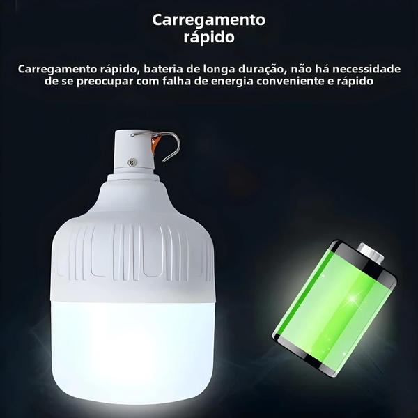 Imagem de Lanterna De Emergência Portátil Recarregável Com Luz LED Para Acampamento 60W 80W Com Gancho Para