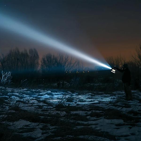 Imagem de Lanterna De LED Emergência Portátil Recarregável Via Cabo e Solar Camping Pesca XF528A