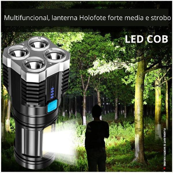 Imagem de Lanterna De Led Recarregável Potente 4 Leds Impermeável turbo