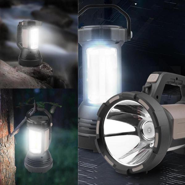 Imagem de Lanterna De Mão Farolete Holofote Led Recarregável 6 Modos de Luz Com Alça Para Pesca Camping