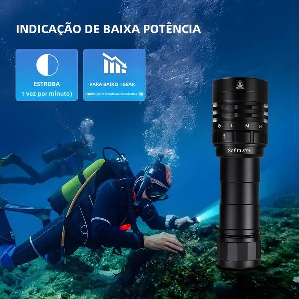 Imagem de Lanterna de Mergulho Super Brilhante Sofirn SD05 - 3000lm XHP50 - Interruptor Magnético