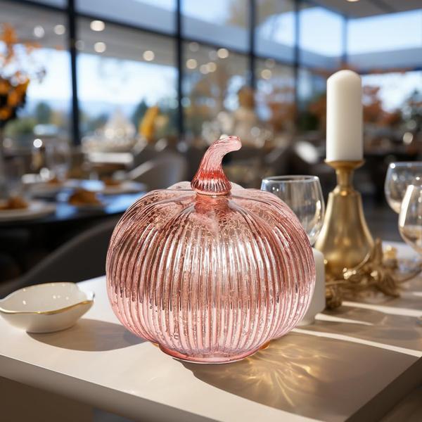 Imagem de Lanterna de outono decorativa hvfun Rosegold Mercury Glass Pumpkin