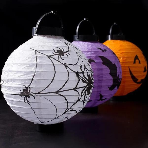 Imagem de Lanterna de papel Com Led 20cm Halloween Festa Bruxas Bruxa Baile abobora Hallowen Formatura