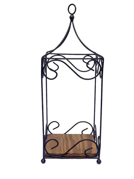 Imagem de Lanterna decor arabesco em madeira e ferro marrom 53,5cm