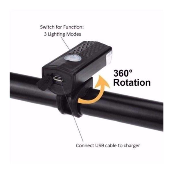 Imagem de Lanterna Farol de Guidão Para Bike Resistente A Água - Recarregável - RPC