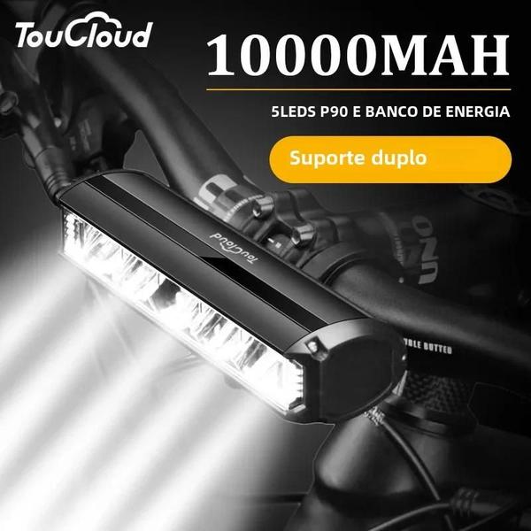 Imagem de Lanterna Frontal para Bicicleta 10000mAh - À Prova D'Água, Recarregável via USB e com Power Bank