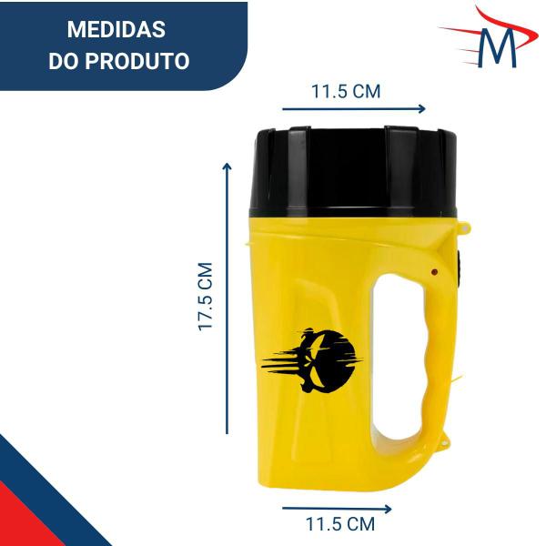 Imagem de Lanterna Holofote Farol 19 LED Com Alça Amarela de Caveira 