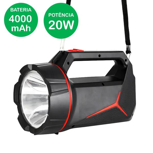 Imagem de Lanterna Holofote LED 20W Com Carregamento USB Alta Potência DP771 