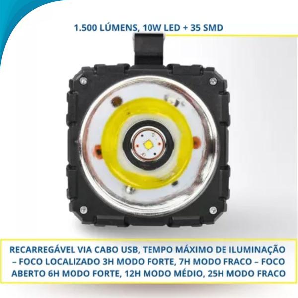 Imagem de Lanterna Holofote Recarregável LED De Alta Potência Para Camping E Trilhas Pronta Entrega