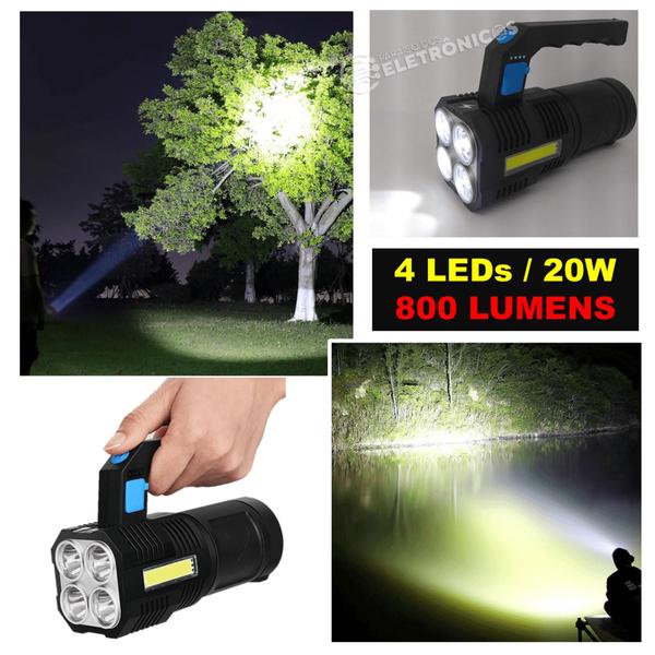 Imagem de Lanterna Iluminação Com Strob Luz Led Recarregável 800lm Mais Forte 20W - LT8934