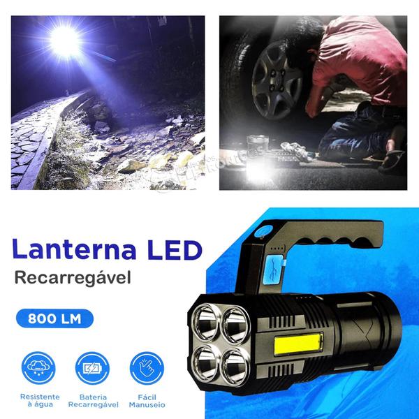 Imagem de Lanterna Iluminação Com Strob Luz Led Recarregável 800lm Mais Forte 20W - LT8934