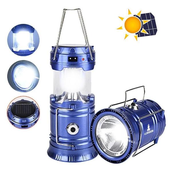 Imagem de Lanterna Lampião 7 Leds Solar Bivolt + Entrada Usb Camping