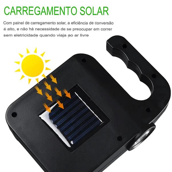 Imagem de Lanterna Lampião LED Emergência Recarregável Via Cabo e Solar Camping Pesca JY859