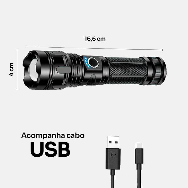 Imagem de Lanterna Laser Tática Titanium Pro Camping T9 Trilha Led Usb