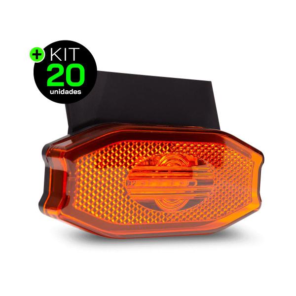 Imagem de Lanterna Lateral Exclusive LED Âmbar Laranja Bivolt com Vigia, Suporte e Fio