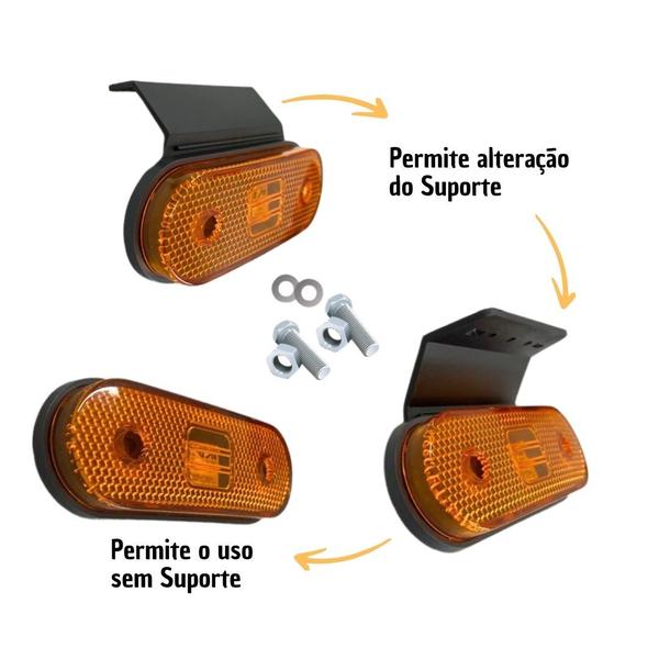 Imagem de Lanterna Lateral LED Carreta Facchini Com Suporte Amarela