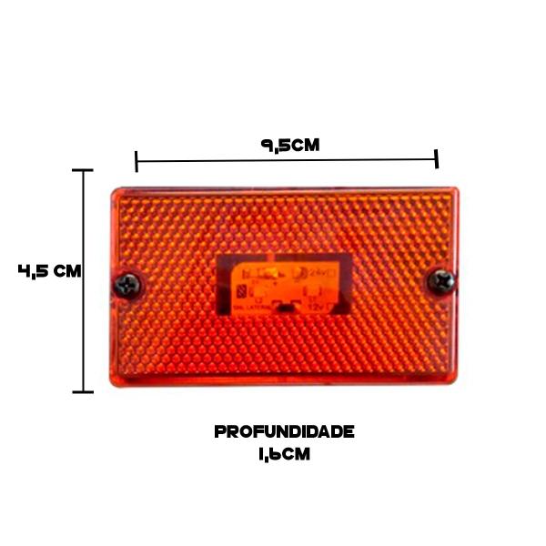Imagem de Lanterna Lateral Retangular Com Suporte Âmbar Bivolt