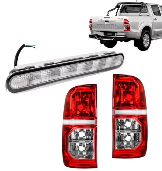 Imagem de Lanterna Led Hilux Sr Srv 2005 a 2015 + Luz de freio Cristal