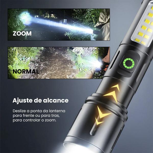 Imagem de Lanterna Led Pequena Recarregável Tática Zoom Lampião Forte