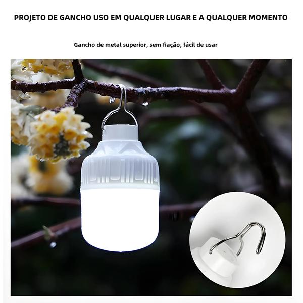 Imagem de Lanterna LED Portátil Recarregável - Super Brilhante para Camping com Gancho