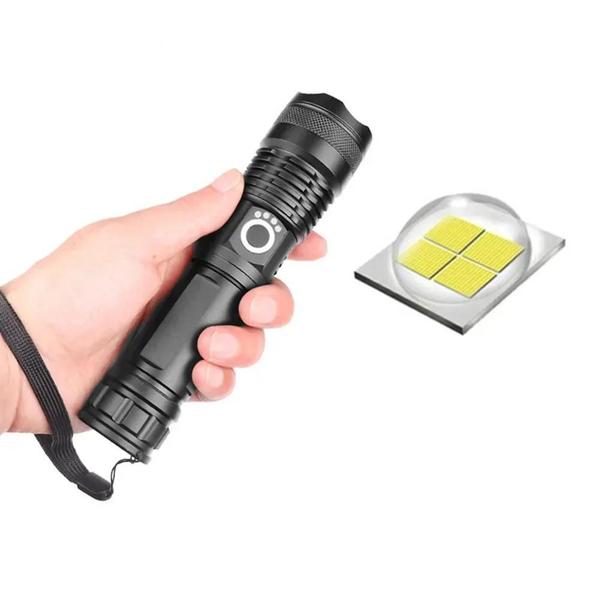 Imagem de Lanterna LED Recarregável 90000 Lumens - À Prova D'Água com Zoom e 3 Modos - Camping e Hiking