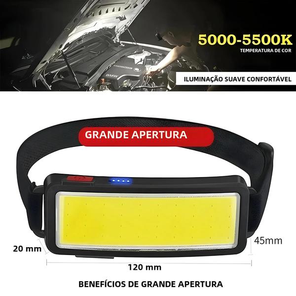 Imagem de Lanterna LED Recarregável COB - 3 Modos - Ideal para Pesca, Camping e Emergências