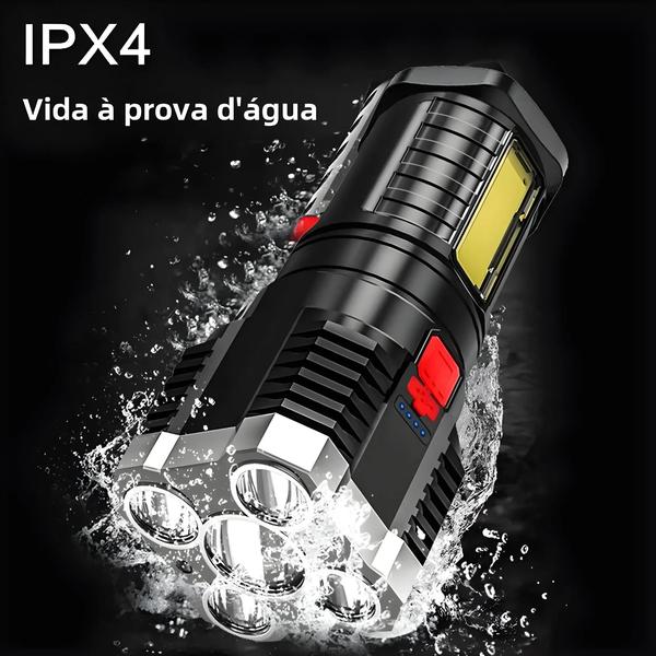 Imagem de Lanterna LED Recarregável de Alta Potência - 5 LEDs, 3 Modos de Luz, Ideal para Acampamento e Aventura