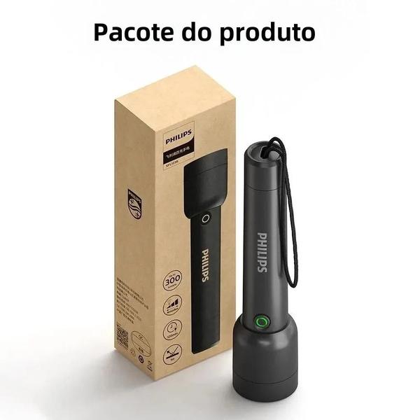 Imagem de Lanterna LED Recarregável Philips à Prova D'Água - 4 Modos - Ideal para Acampamento