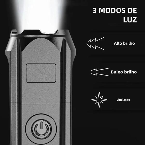 Imagem de Lanterna LED Recarregável Portátil de Alta Potência - Holofote para Camping