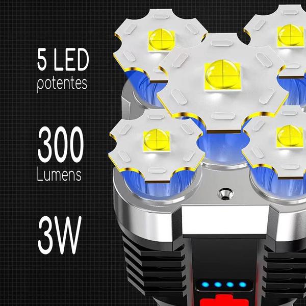 Imagem de Lanterna Led Recarregavel Usb 4 Modos De Luz Super Potente