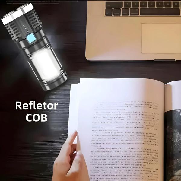 Imagem de Lanterna LED Recarregável USB com 4 Modos de Iluminação COB - Ideal para Camping e Pesca