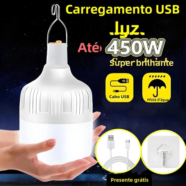 Imagem de Lanterna LED Recarregável via USB - Portátil e Multifuncional para Camping