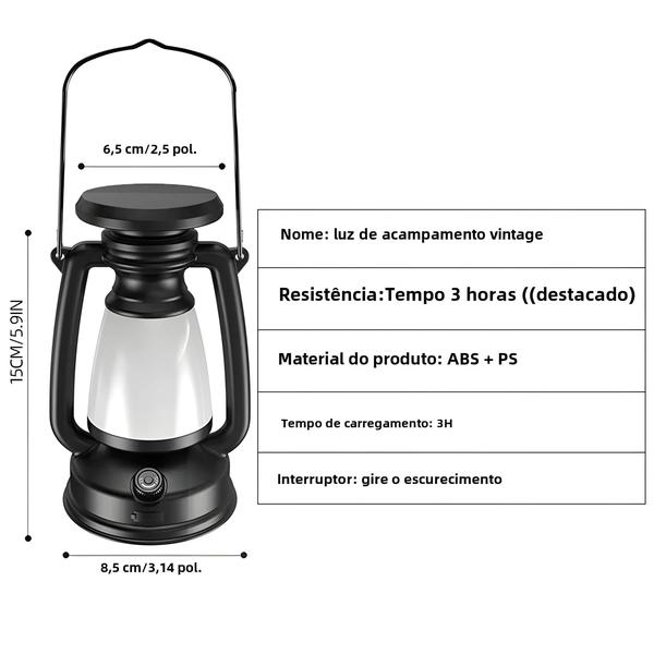 Imagem de Lanterna LED Retro com Cavalo - Luz de Ambiente para Camping e Decoração