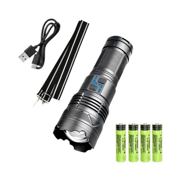 Imagem de Lanterna LED Super Brilhante 100000lm - Zoom, Longo Alcance e Indicador de Bateria