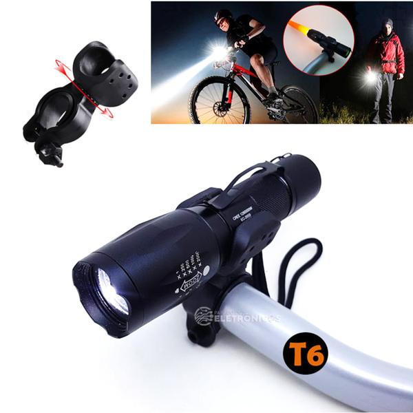 Imagem de Lanterna LED T6 Com Suporte E Sinalizador Para Bike 1280000W - EC2059