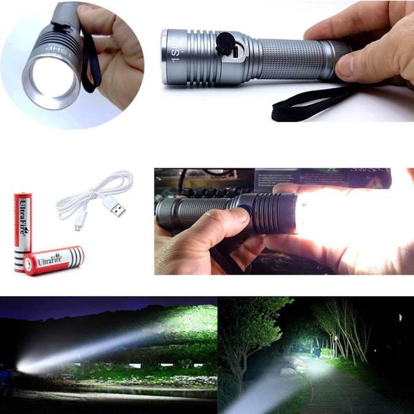 Imagem de Lanterna Led T6 Iluminação de Alerta Para Segurança Recarregável Resistente USB 98000W XM30984