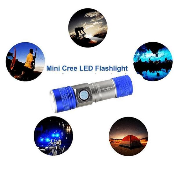 Imagem de Lanterna LED T6 Luz Pisca De Alerta Recarregável USB Azul 118000W CE6120AZ