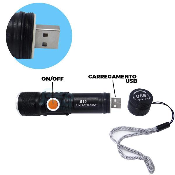 Imagem de Lanterna Led Usb T6 Portátil Camping Trilha Esporte St515