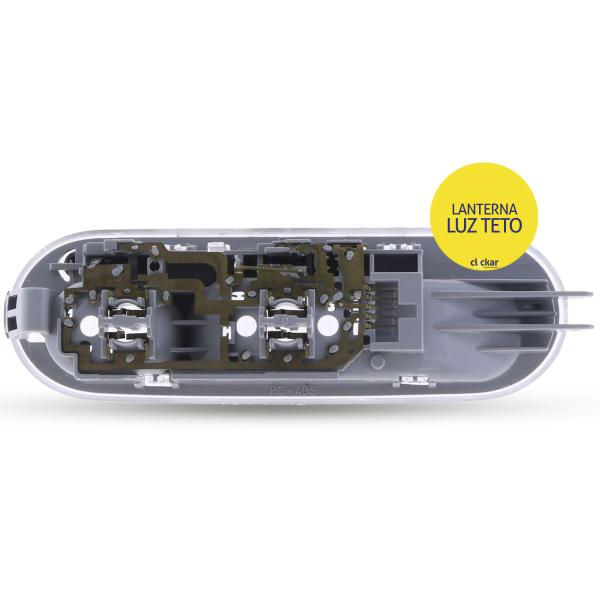 Imagem de Lanterna Luz de Teto 2 Botões + Led Renault Sandero Logan 2015 até 2019 Clio 2001 até 2014 Duster 2012 até 2019