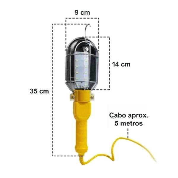 Imagem de Lanterna Pendente Luz Led Extensão Mecanico Emergencia 12v