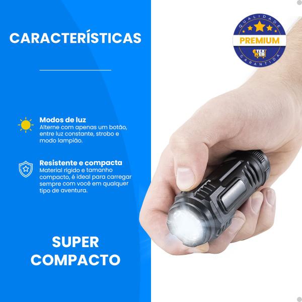 Imagem de Lanterna Pequena Led Recarregável Luz Super Potente Forte