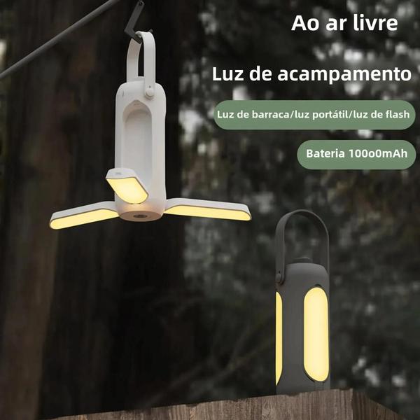 Imagem de Lanterna Portátil Dobrável e Recarregável 10000mAh LED - Ideal para Camping e Dormitório