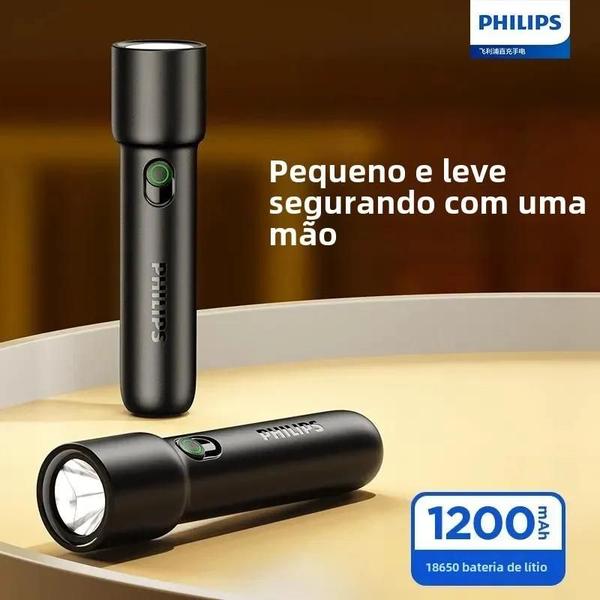 Imagem de Lanterna Portátil LED Recarregável Philips 2024 - Ideal para Camping, Caminhadas e Autodefesa